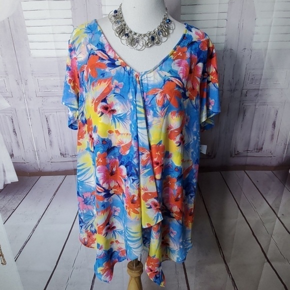 NY Collection size 2x multicolor top vacation - Picture 3 of 10